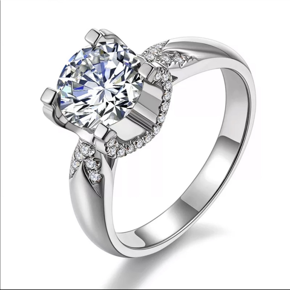 New Womens925 Silver Beautiful Diamond Bridal Ring